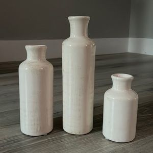 3 Small White/Cream Decorative Vases